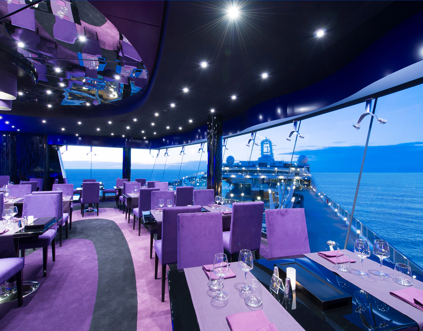 Cruise ship speciality restaurant with ocean views
